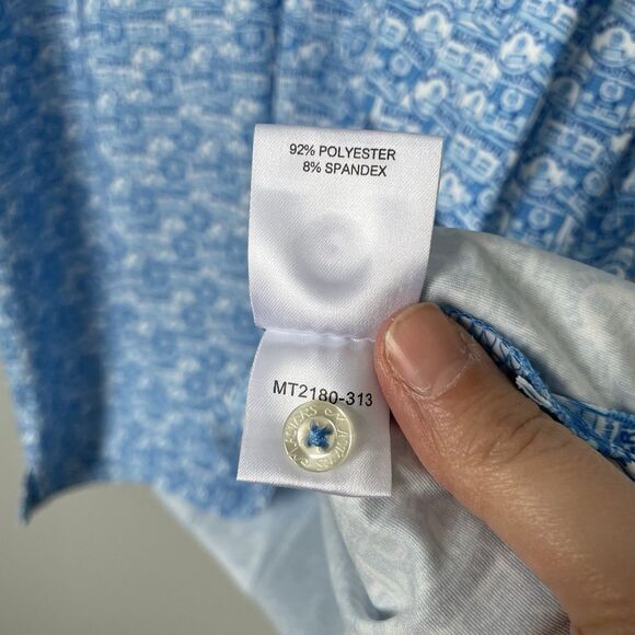 Masters Golf Badge Logo Print Tech Polo Shirt Blue Augusta National Men's Large - Picture 9 of 9